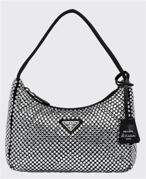 prada rhinestone bag green|Prada black rhinestone bag.